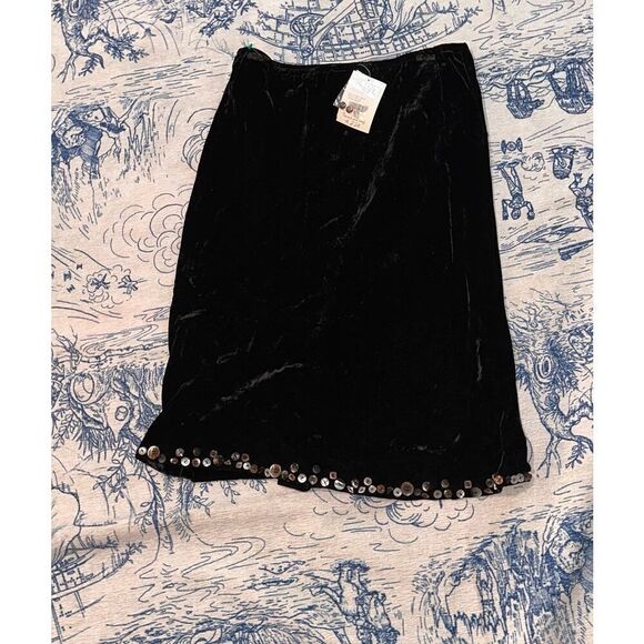 NEW WITH TAGS NWT VINTAGE RARE J. Jill Velvet Skirt With Button Trim long Length - Picture 8 of 9